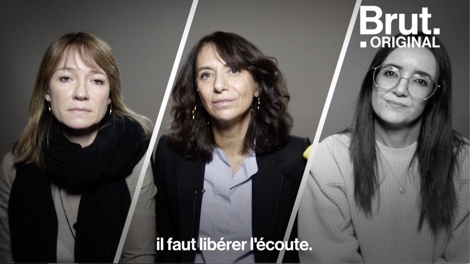 Trois avocates côte à côte, dont Khadija Azougach, extrait de la vidéo.